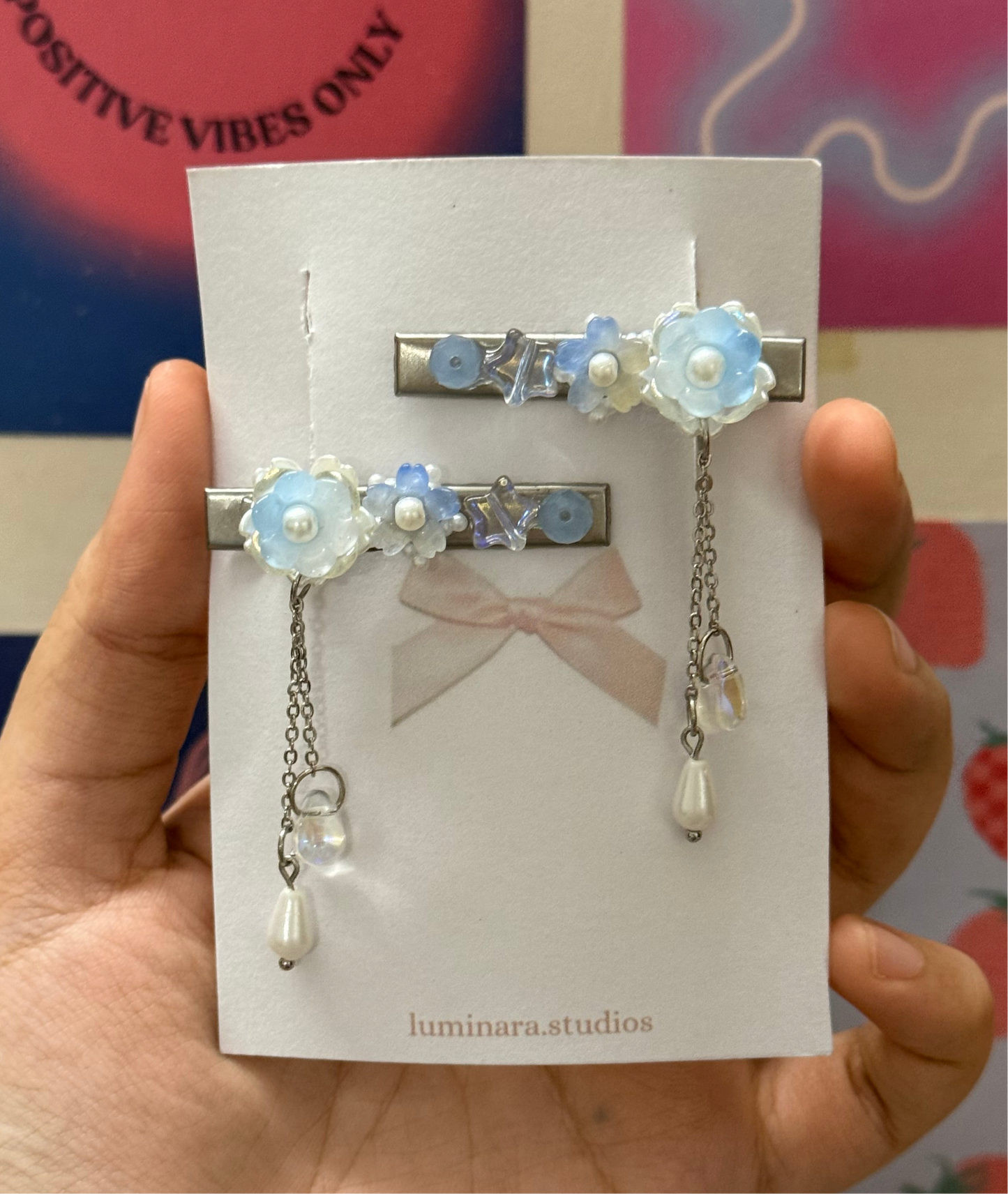 Blue Floral Hairclips